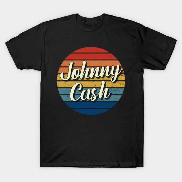 Johnny Cash Vintage Retro Circle T-Shirt by DorothyMayerz Base